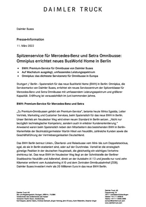 Spitzenservice für Mercedes Benz und Setra Omnibusse Daimler Truck