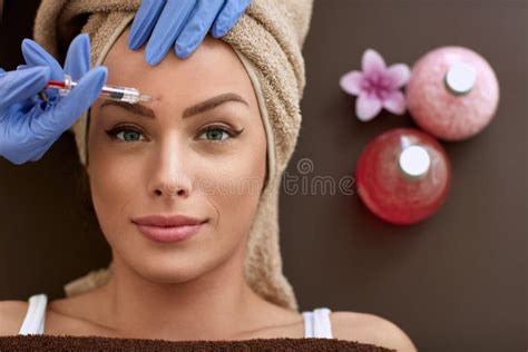 Beautiful Woman Receiving Botox Injections Stock Photo Image Of