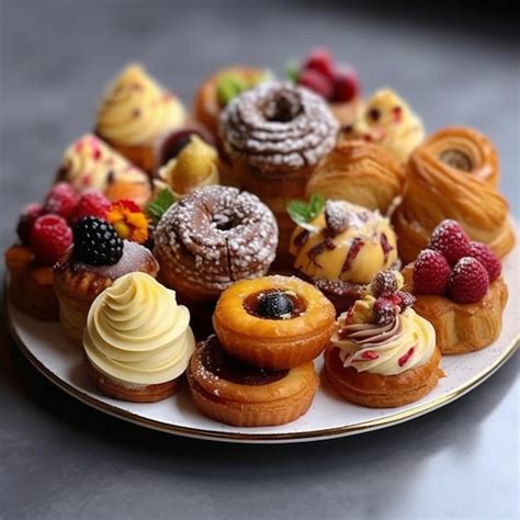 Premium Ai Image There Are A Lot Of Pastries On A Plate On A Table