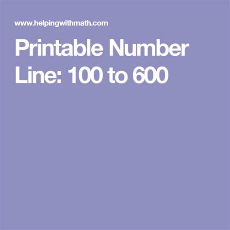 Printable Number Line 100 To 600 Printable Number Line Number Line