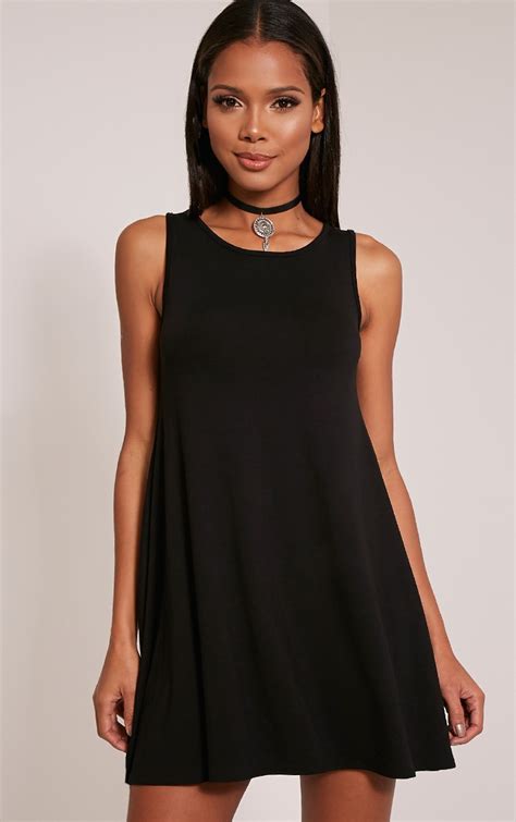 Basic Black Sleeveless Swing Dress Dresses Prettylittlething