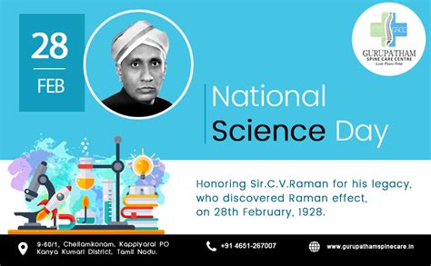 National science day marks the discovery of the raman scattering by the indian physicist sir chandrasekhara venkata raman on. Gurupatham Spine Care Centre: National Science Day 2018