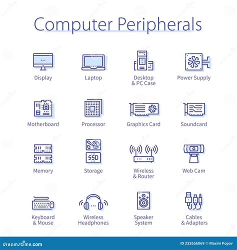 Computer Peripherals Set Digital Input Device Pc Stock Vector