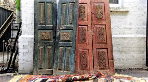 Two Pairs Of Wonderful Large Carved Antique Indian Doors Aegm