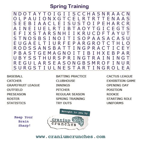 Wednesdays Words Spring Training Word Search Cranium
