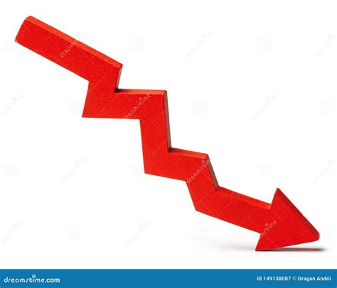 Grafico Con La Freccia Rossa Del Basso Isolata Su Fondo Bianco Crescita