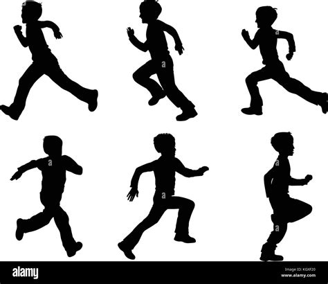 Kid Running Silhouettes Vector Stock Vector Art And Illustration