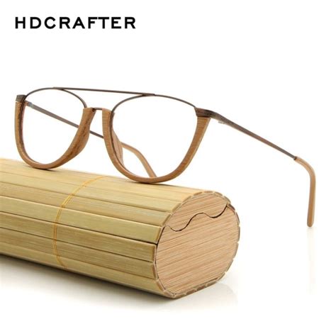 Hdcrafter Wooden Optical Glasses Frames Wood Grain Prescription Glasses Frame With Clear Lens