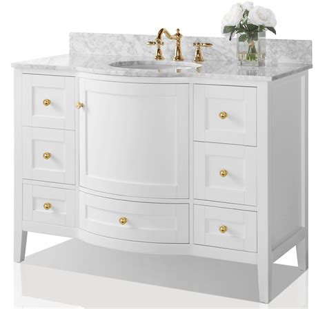 48 Single Sink Bath Vanity Set In White With Italian Carrara White