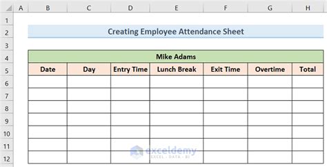 How To Create Employee Attendance Sheet With Time In Excel