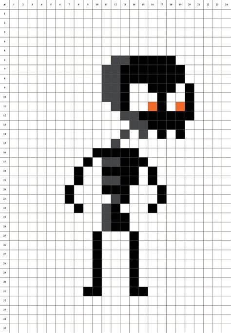 Meilleures images pixel art pokemon a imprimer. Squelette Halloween - Pixel Art