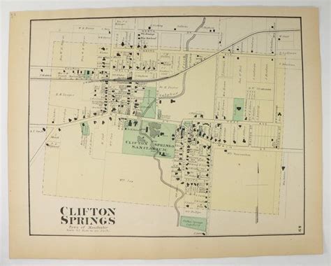 1874 Clifton Springs Ny Map 1874 Vintage Map Clifton Springs Etsy