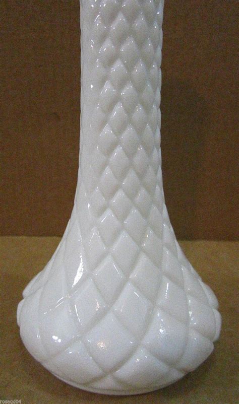 Vintage Hoosier Milk Glass Bud Vases Circa 1960s Diamond Cut Etsy