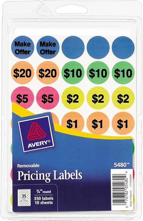 Avery Preprinted Removable Garage Sale Labels 075 Inches Round Pack