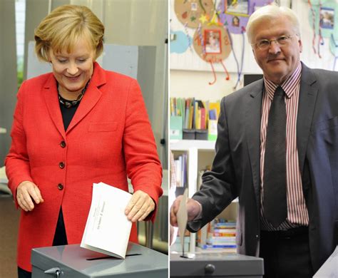 Das fernduell zwischen steinmeier und merkel fiel insgesamt moderat aus. Merkel wählt in Schwarz-Rot - Zweitstimme
