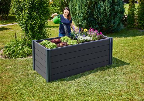 Hochbeet gemüsebeet pflanzbeet garten metall blumentopf garten verzinkter stahl beschreibungdieses ansprechend gestaltete hochbeet ist extrem langlebig. Gutta Hochbeet Elevada anthrazit 200 x 80 x 75 cm WPC 4289103