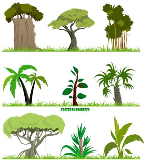 熱帯ジャングルを連想させる大木のクリップアート素材 － All Free Clipart