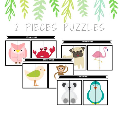 Petit Worlds Printable 2 Piece Animal Puzzles