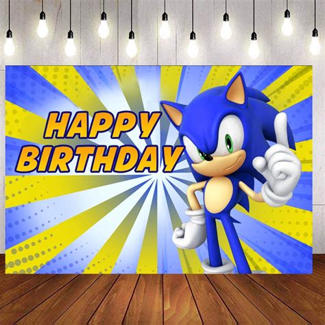 Sonic Birthday Backdrop Cartoon Characters Blue Yellow Photography
