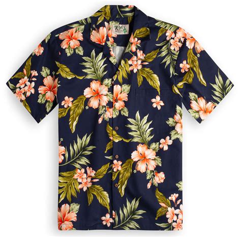 Hibiscus Garden Navy Hawaiian Shirt Shop UK
