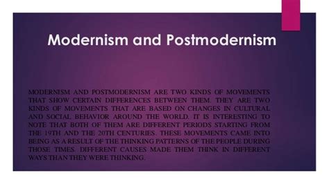 Distinguish Between The Elements Of Modernism And Postmodernism