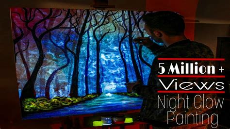 Glow In The Dark Forest Painting In 4 Minutes Youtube
