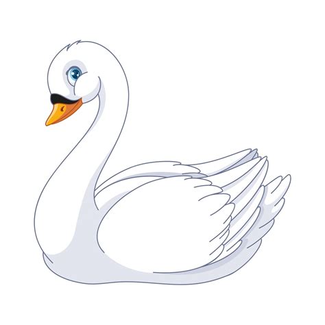 Premium Vector Cute White Swan Cartoon