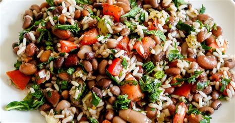 Rice And Mixed Beans Salad With Lemon And Mint