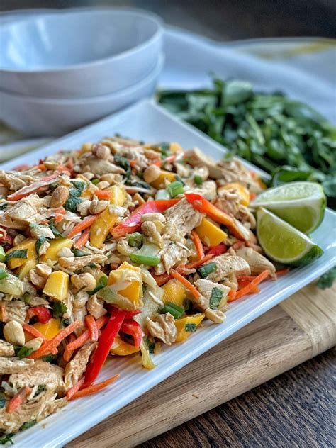 Thai Chicken Salad With Peanut Sauce Sweet Savory And Steph