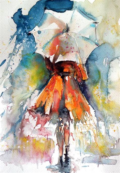 Kovacs Anna Brigitta Raining Watercolor Art Rain Painting