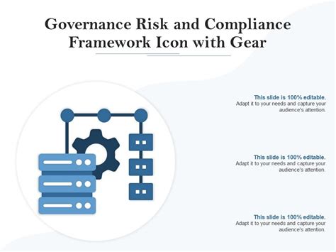 Governance Risk And Compliance Framework Icon With Gear Presentation