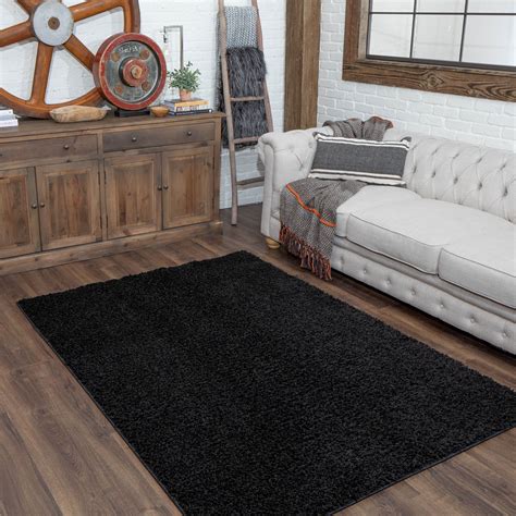 Mohawk Home Willow Creek Solid Shag Area Rug Black