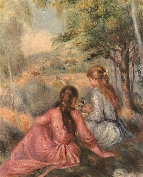 Kunstdruck Zwei M Dchen Auf Einer Wiese Von Renoir Auguste