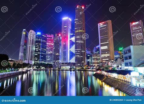 Singapore City At Night Stock Photo Image Of Architecture 24085260