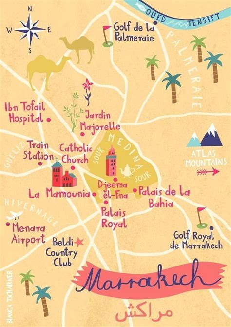 12 Best Places To Visit In 2020 Illustrated Map Marrakech Marrakech