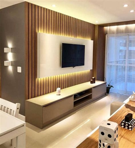 The design is such that it looks like the curvy wooden open shelve is directing all eyes towards the hero of the space the tv. Top 50 Modern TV Stand Design Ideas For 2020 - Engineering ...