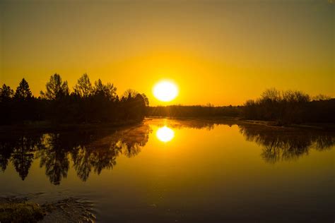 Sunrise Over The Flambeau River Image Free Stock Photo Public