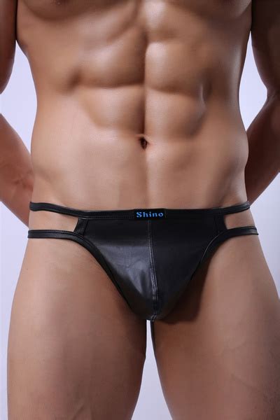 Hot Sale Sexy Faux Leather Mens Thongs And G Strings Sexy Men Jockstraps Underwear Erotic