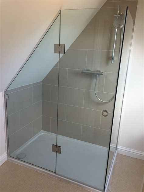 How to calculate the tile for a shower stall? Bespoke 2 sided shower enclosure shaped to sloping ceiling ...