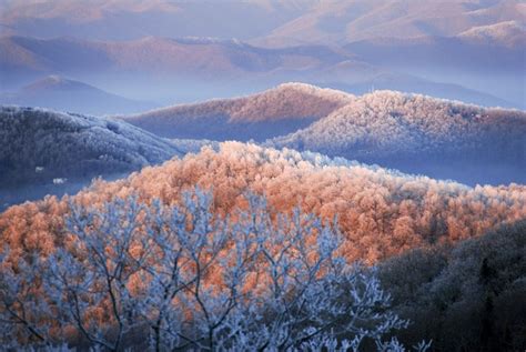 Picture Of Snow And Ice Covering Blue Ridge Mountain Trees North Carolina Snow Mountain Blue