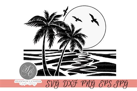 Palm Beach Water Scene Svg Diy Square Sign One Color Art Etsy