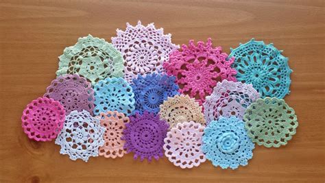 16 Vintage Doilies Hand Dyed Small Craft Doilies In Pretty