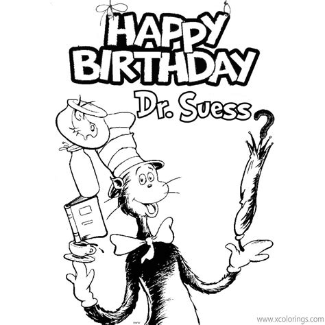 Happy Birthday Dr Seuss Coloring Pages Thing One and Thing Two - XColorings.com