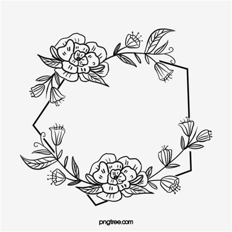 Black Hand Drawn Line Side Wedding Decoration With Polygon Surrounded