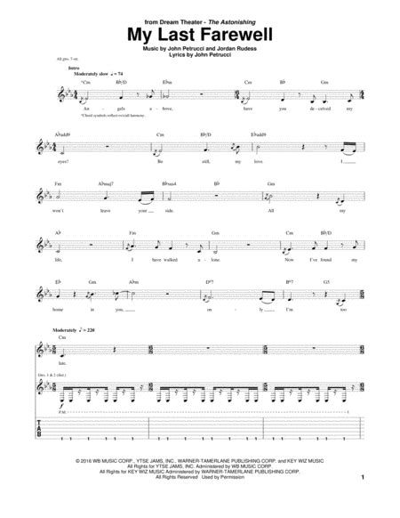 My Last Farewell By Dream Theater Electric Guitar Digital Sheet