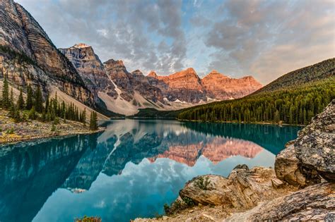 Wallpaper Park Mountain Lake Canada Reflection Sunrise National