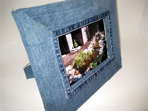 Denim Picture Frame Blue Jeans Crafts Upcycle Jeans Denim Crafts