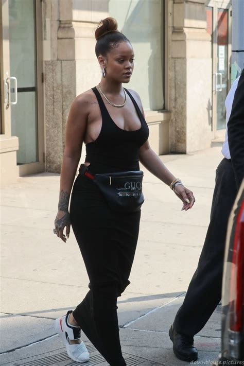 Rihanna Busty Singer Braless Downblouse Pictures