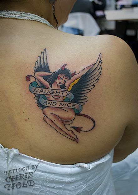 Naughty And Nice Angel Devil Pinup Tattoo A Photo On Flickriver