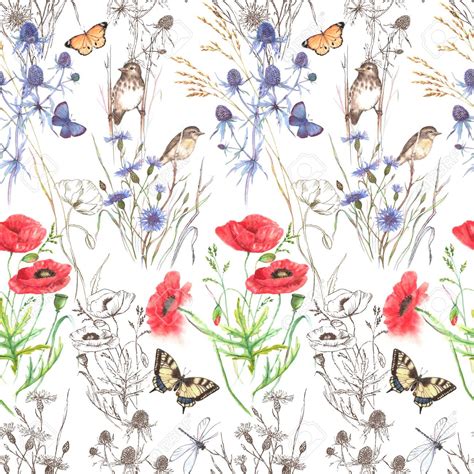 Free Download Hand Drawn Watercolor Floral Seamless Pattern Summer